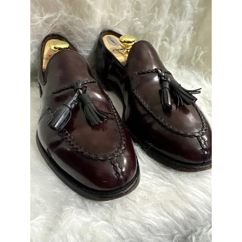 Allen Edmonds Pembroke Mens Burgundy Shell Cordovan Tassel Loafers 10 D USA Made